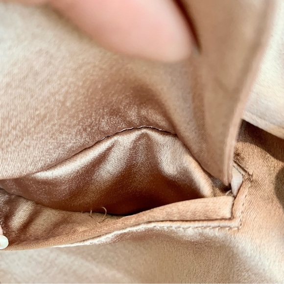 VS Beige Satin Double-Breasted Jacket Trench Coat Lingerie Robe Style Dress - Picture 8 of 10